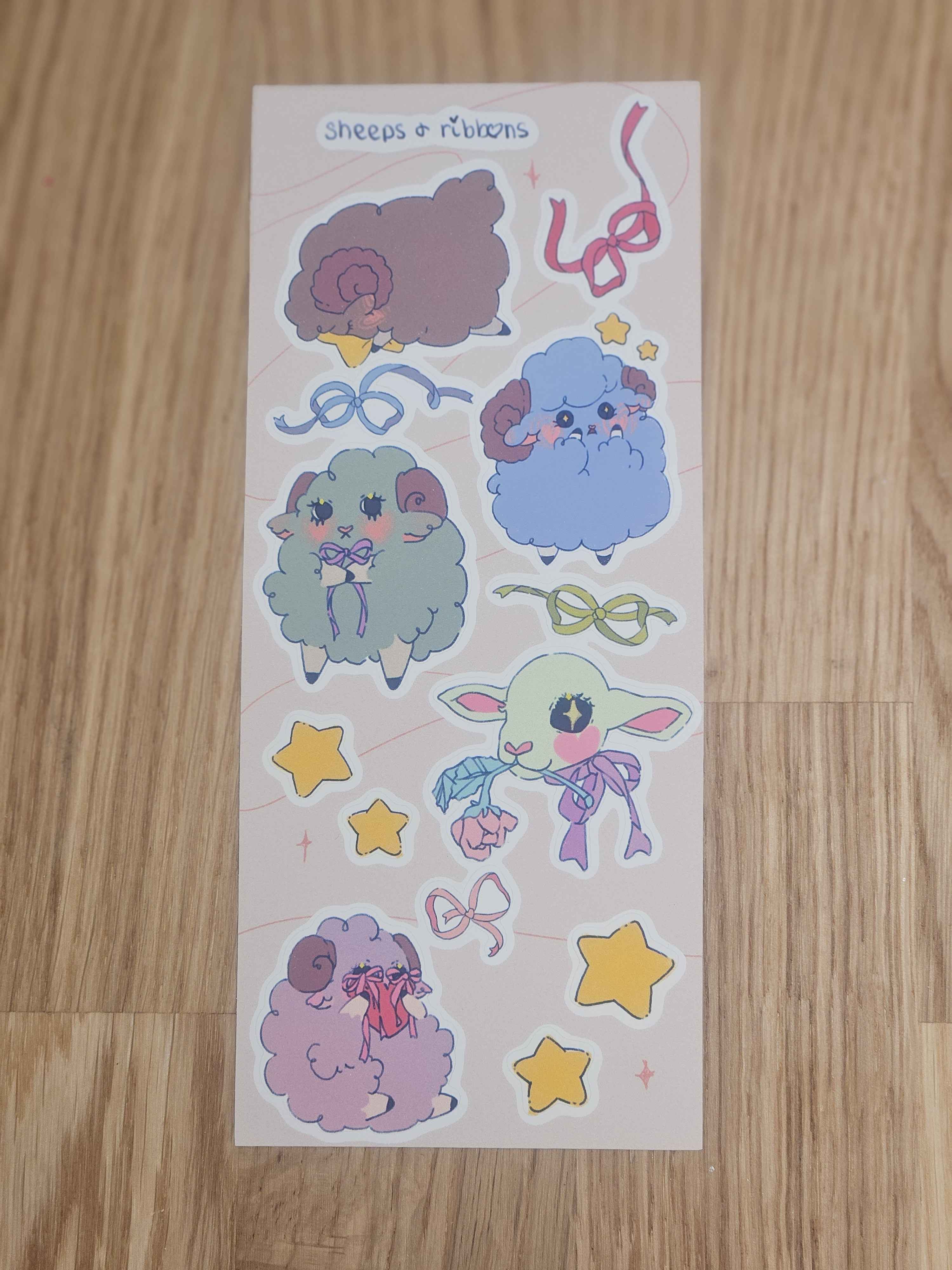 Sheep & Ribbons Sticker Sheet