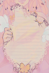 Blushing Angel Memo Pad cover featuring an original hand-drawn illustration of a soft, whimsical blushing angel, artwork by indie artist Ailyse of Finding Wonderland — 50-page 4 by 6 inch notepad
