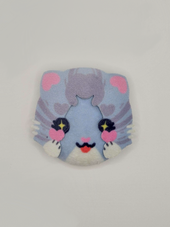 Grey Tabby Cat Plush Button Pin — plush pin, Little Wonders collection