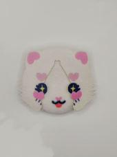 White Cat Plush Button Pin — plush pin, Little Wonders collection