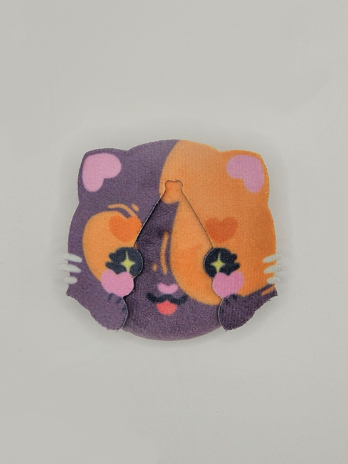 Tortoiseshell Cat Plush Button Pin — plush pin, Little Wonders collection