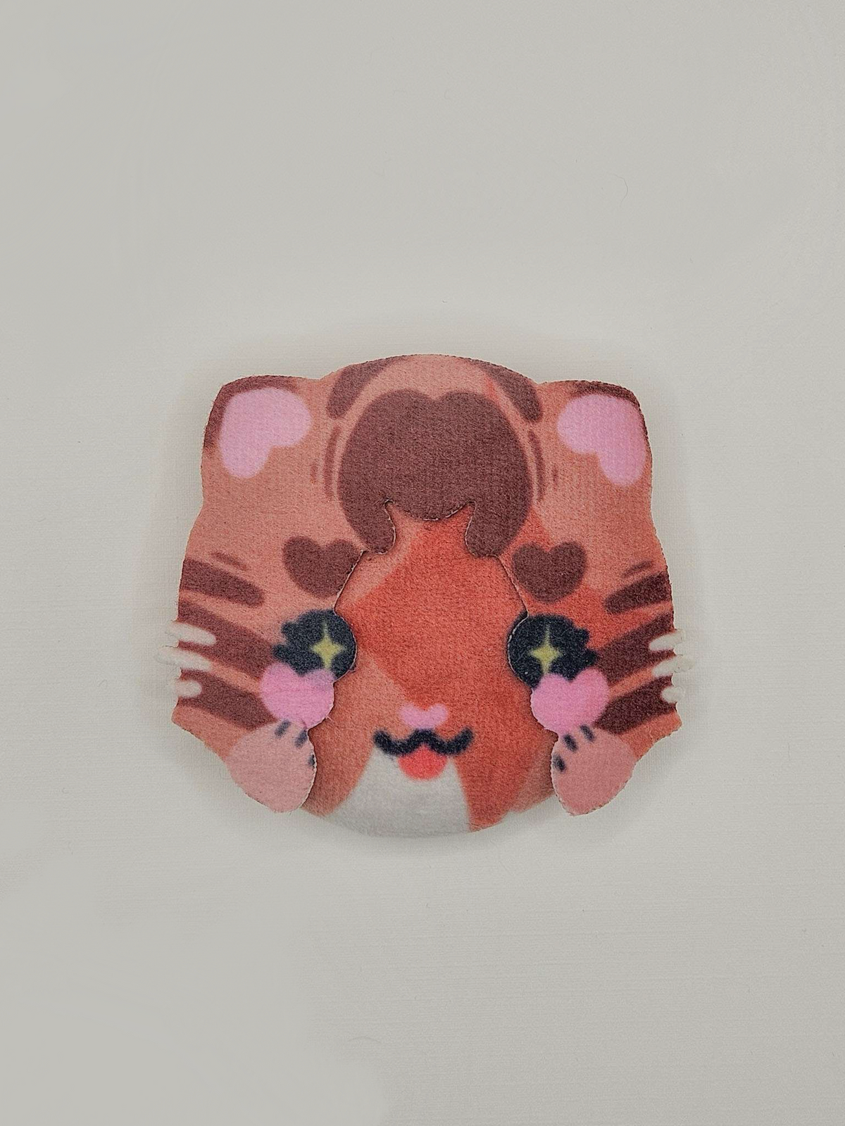 Brown Tabby Cat Plush Button Pin — plush pin, Little Wonders collection