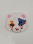Harlequin Cat Plush Button Pin — plush pin, Little Wonders collection