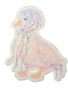 Wander Goose, in Gingham — die-cut sticker featuring a hand-drawn goose in a gingham bonnet, Little Wonders collection by Finding Wonderland