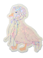 Wander Goose, in Gingham — die-cut sticker featuring a hand-drawn goose in a gingham bonnet, Little Wonders collection by Finding Wonderland