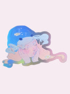 Unintentional Mind Control Die-Cut Sticker — original illustration of a soft figure with a peaceful uwu expression, a transparent octopus resting on their head like a brain with daisies and water visible inside its body and tentacles spreading outward, with yellow sparkles throughout, by indie artist Ailyse of Finding Wonderland