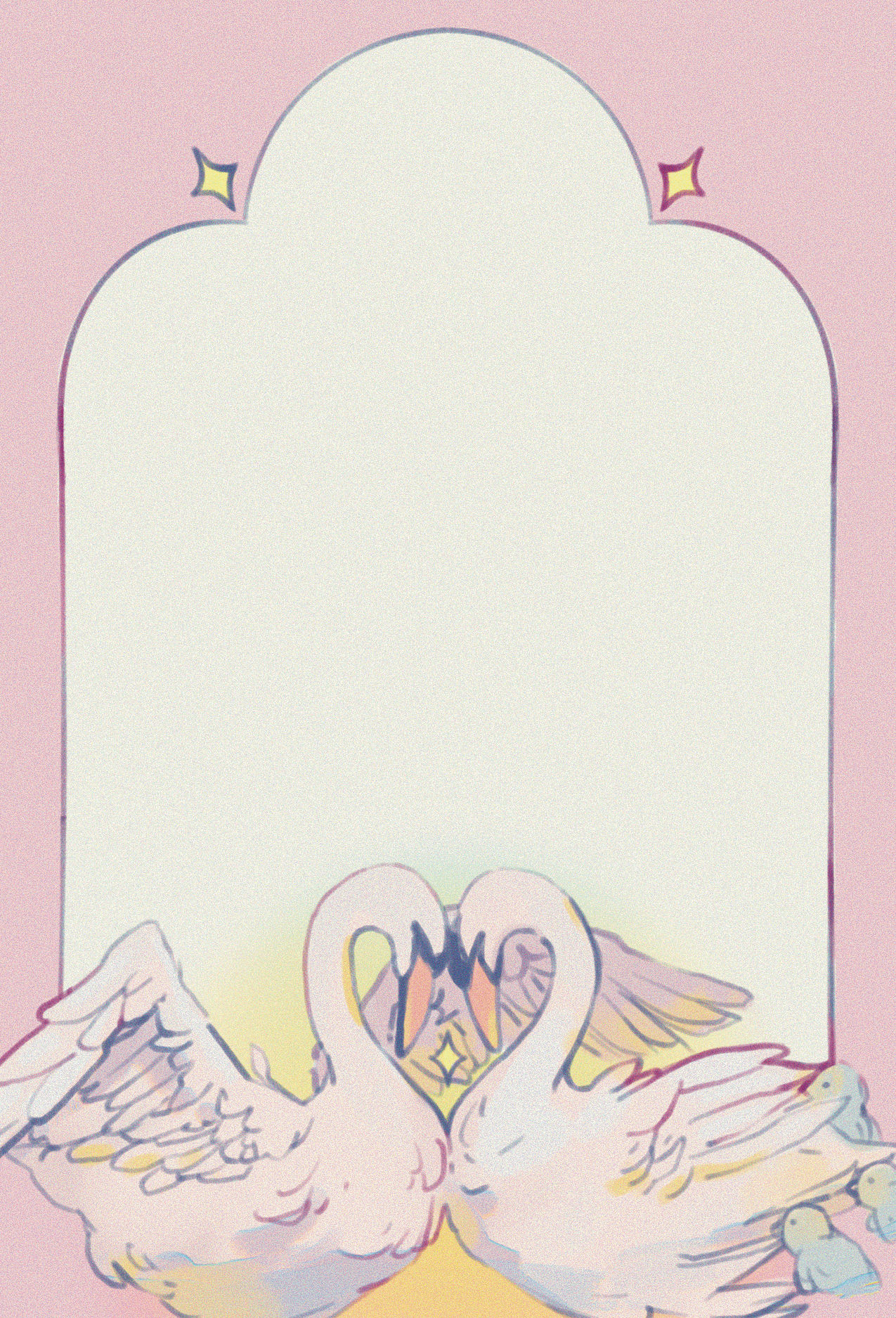 Loving Swans Memo Pad cover featuring hand-drawn enchanting swans, original whimsical artwork by indie artist Ailyse of Finding Wonderland — 50-page 4 by 6 inch notepad
