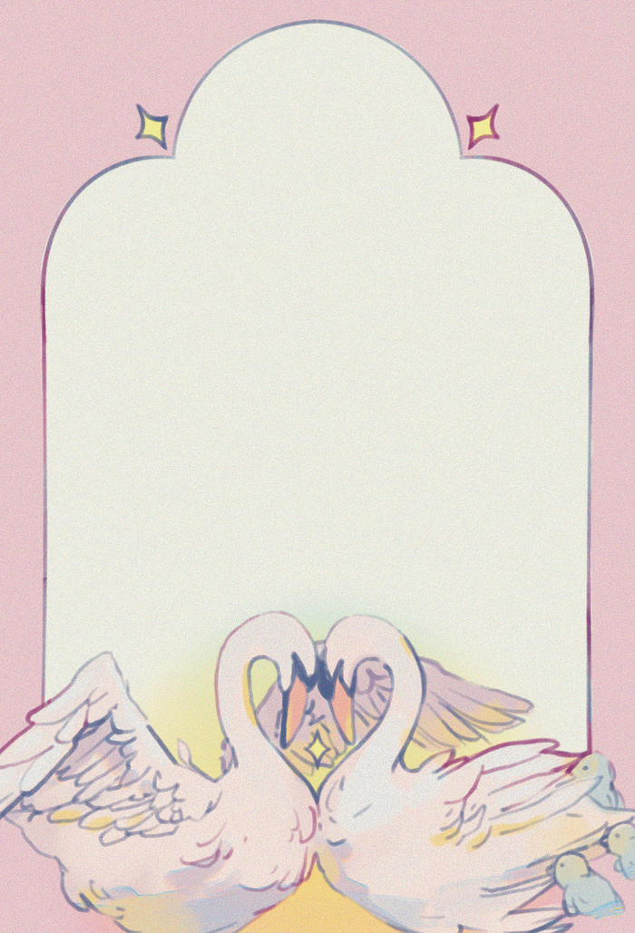 Loving Swans Memo Pad cover featuring hand-drawn enchanting swans, original whimsical artwork by indie artist Ailyse of Finding Wonderland — 50-page 4 by 6 inch notepad
