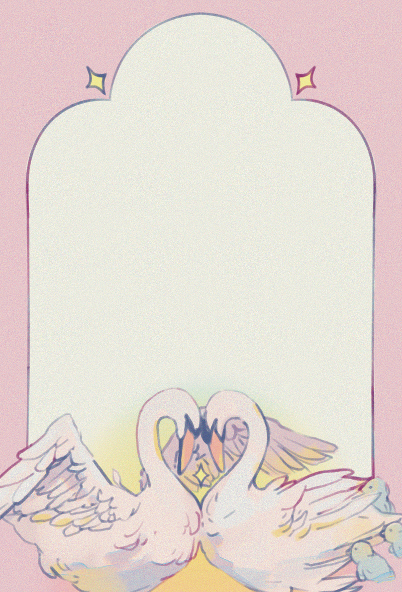 Loving Swans Memo Pad cover featuring hand-drawn enchanting swans, original whimsical artwork by indie artist Ailyse of Finding Wonderland — 50-page 4 by 6 inch notepad